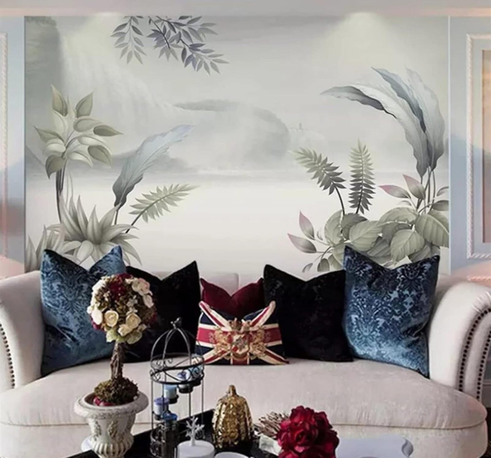 XLMING Three Dimensional Hand Drawn Landscape Plants Scenery 3D Wallpaper Luxury Silk Study Dining Feature Sofa Grey Bedroom Living Room Tv Decorative Wall-400cm×280cm