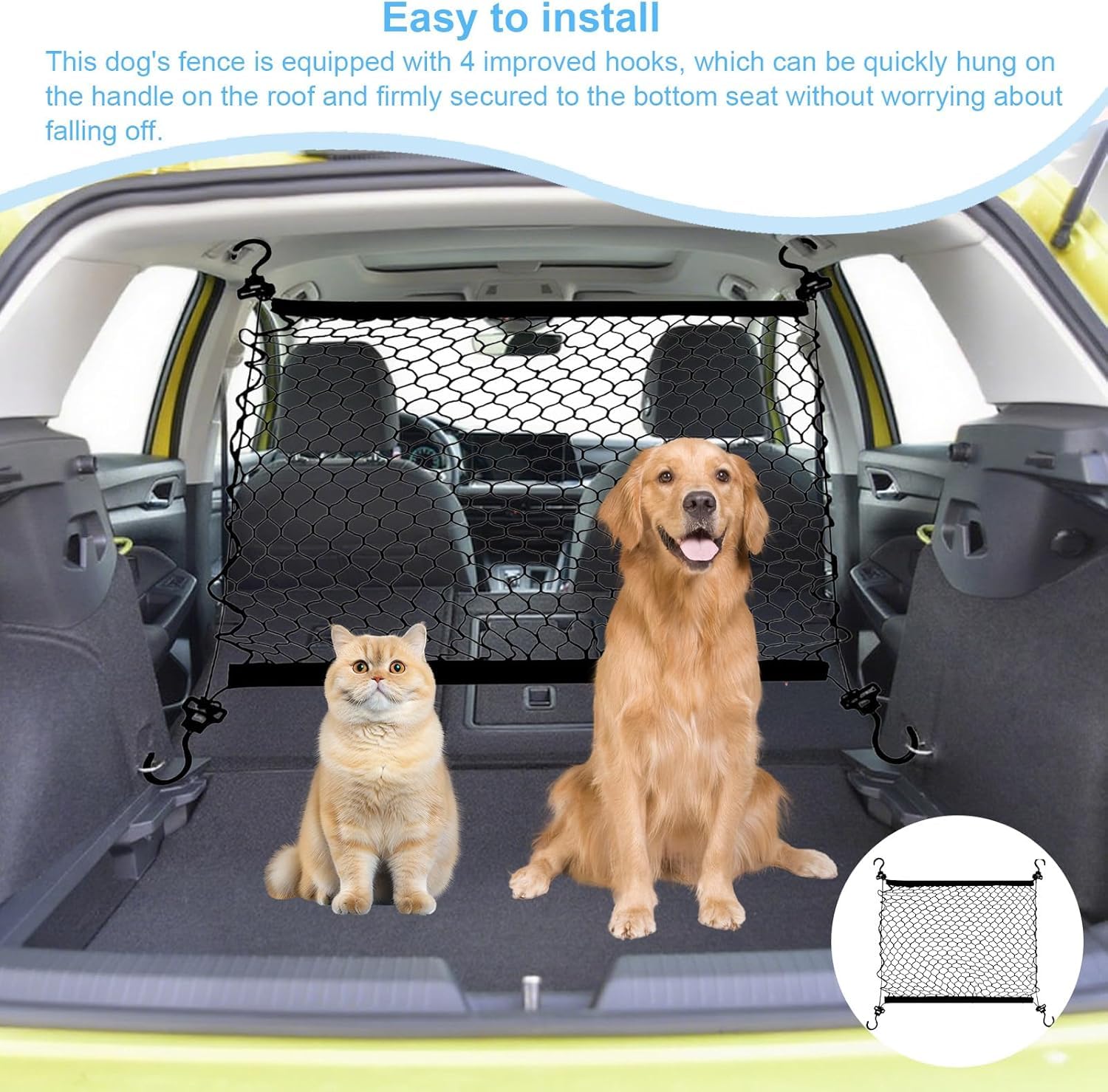Rete Bagagliaio Auto Adatto per Audi Q8 Etron GE I 20182025, Barriera per Cani Sedile Posteriore, Robusta Griglia Divisoria Cani