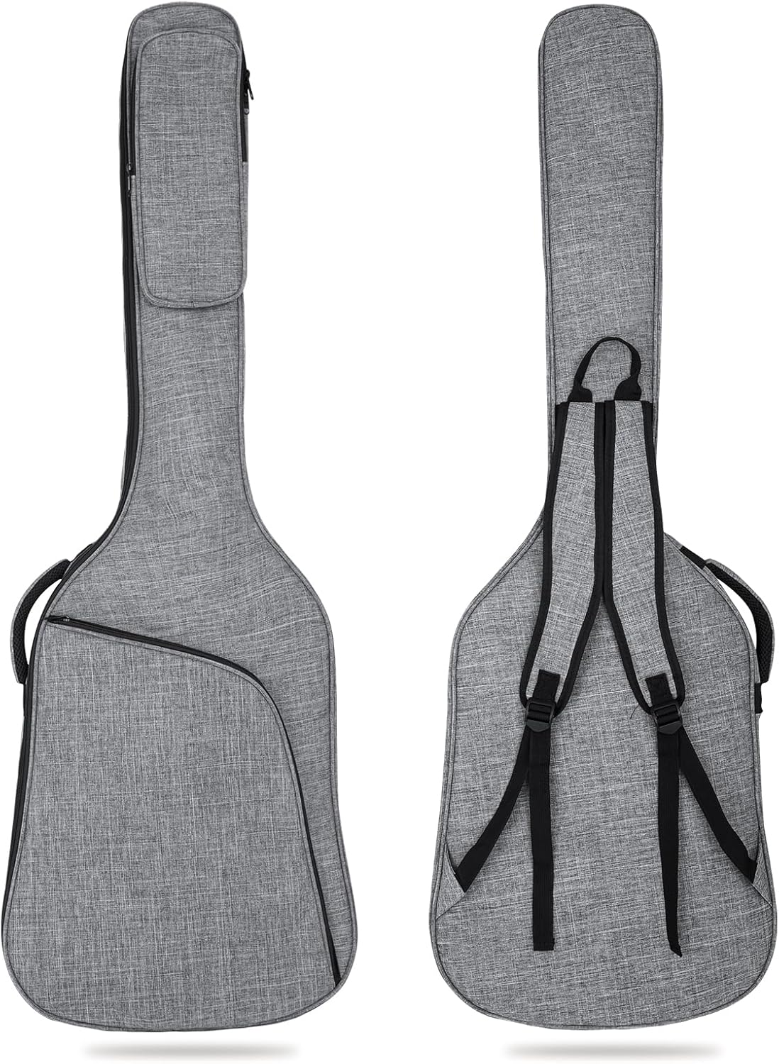 Bass Guitar Bag, Bass Gig Bag 7MM Padding Soft Electric Bass Guitar Case Backpack with Pockets, Grey