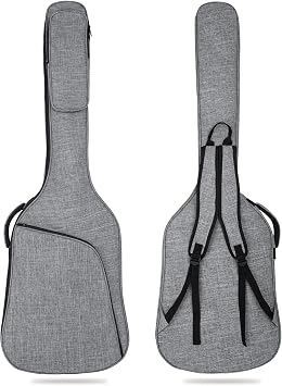 Bass Guitar Bag 7mm Padded Bass Guitar Gig Bag Padded Soft Electric Bass Guitar Case Backpack with Pocket, grey-1, Stylish