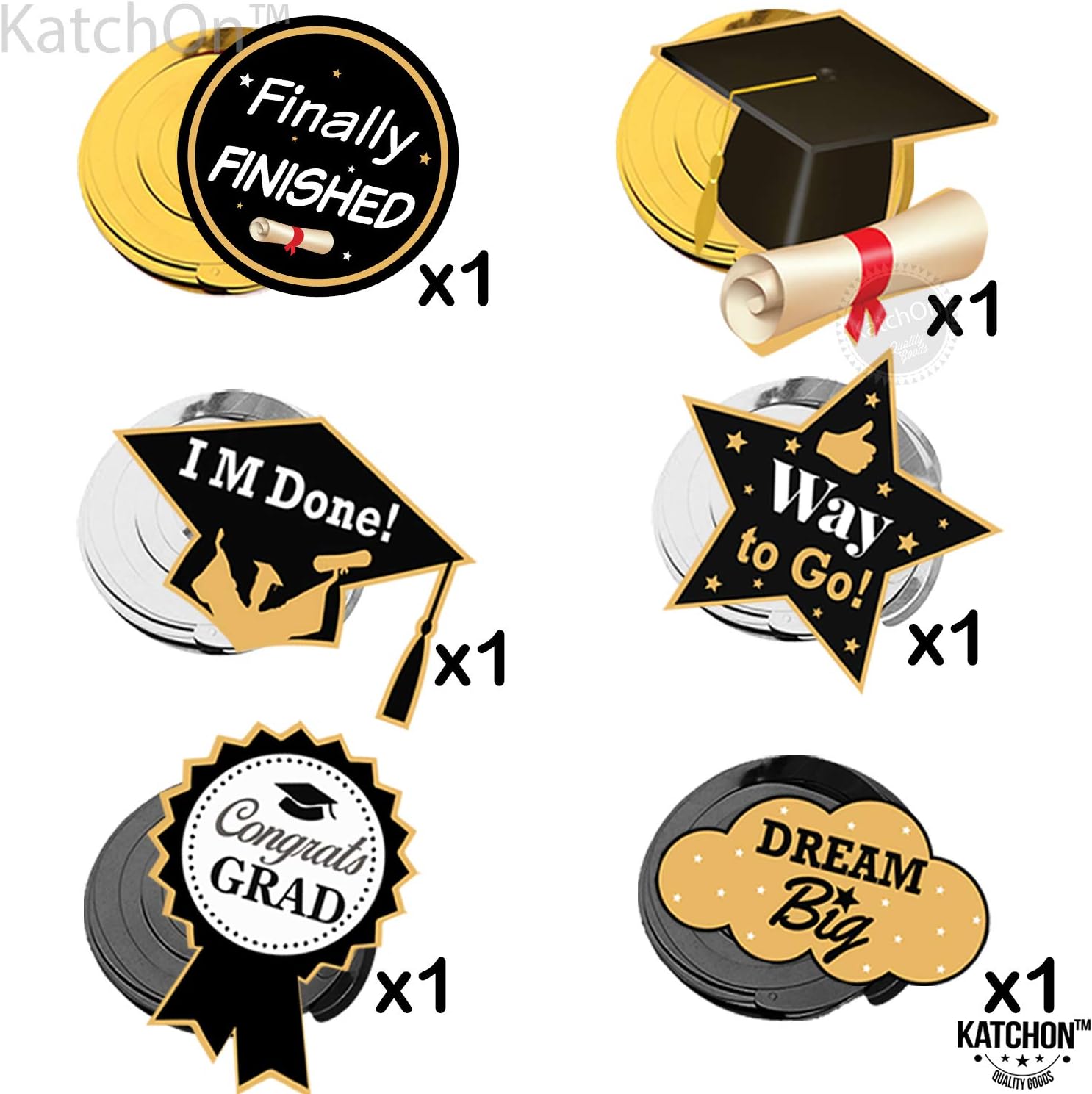 KatchOn, Black and Gold Graduation Party Decorations 2026 - Pack of 19 | Graduation Hanging Swirls for Grad Party | Congrats Grad Banner | Grad Banner for 2026 Graduation Decorations