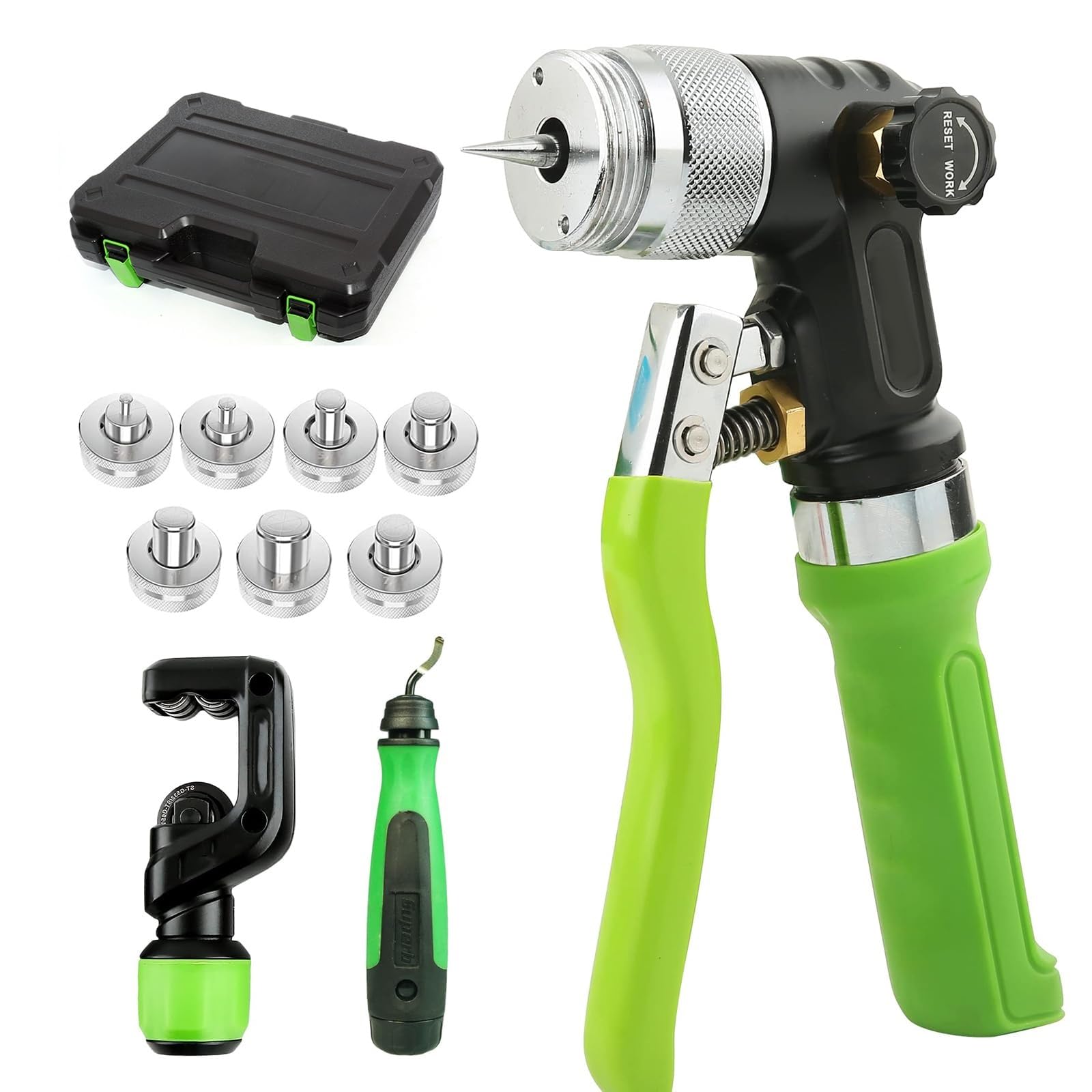 Hydraulic Tube Expander Swaging Tool Kit with 7 Heads and Cutter for Professional Copper Pipe Installation