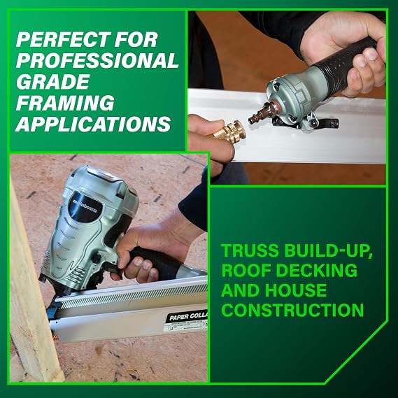 Metabo HPT Framing Nailer, Pro-Preferred Framing Tool for Flooring, Truss Build-Up, Roof Decking, and Housing Construction, Quick Switch Nailing, 3-1/2 30 Paper Collated Nails, NR90ADS1