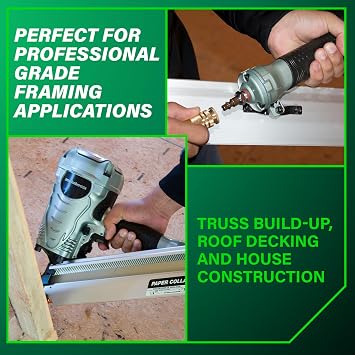 Metabo HPT Framing Nailer, Pro-Preferred Framing Tool for Flooring, Truss Build-Up, Roof Decking, and Housing Construction, Quick Switch Nailing, 3-1/2 30 Paper Collated Nails, NR90ADS1