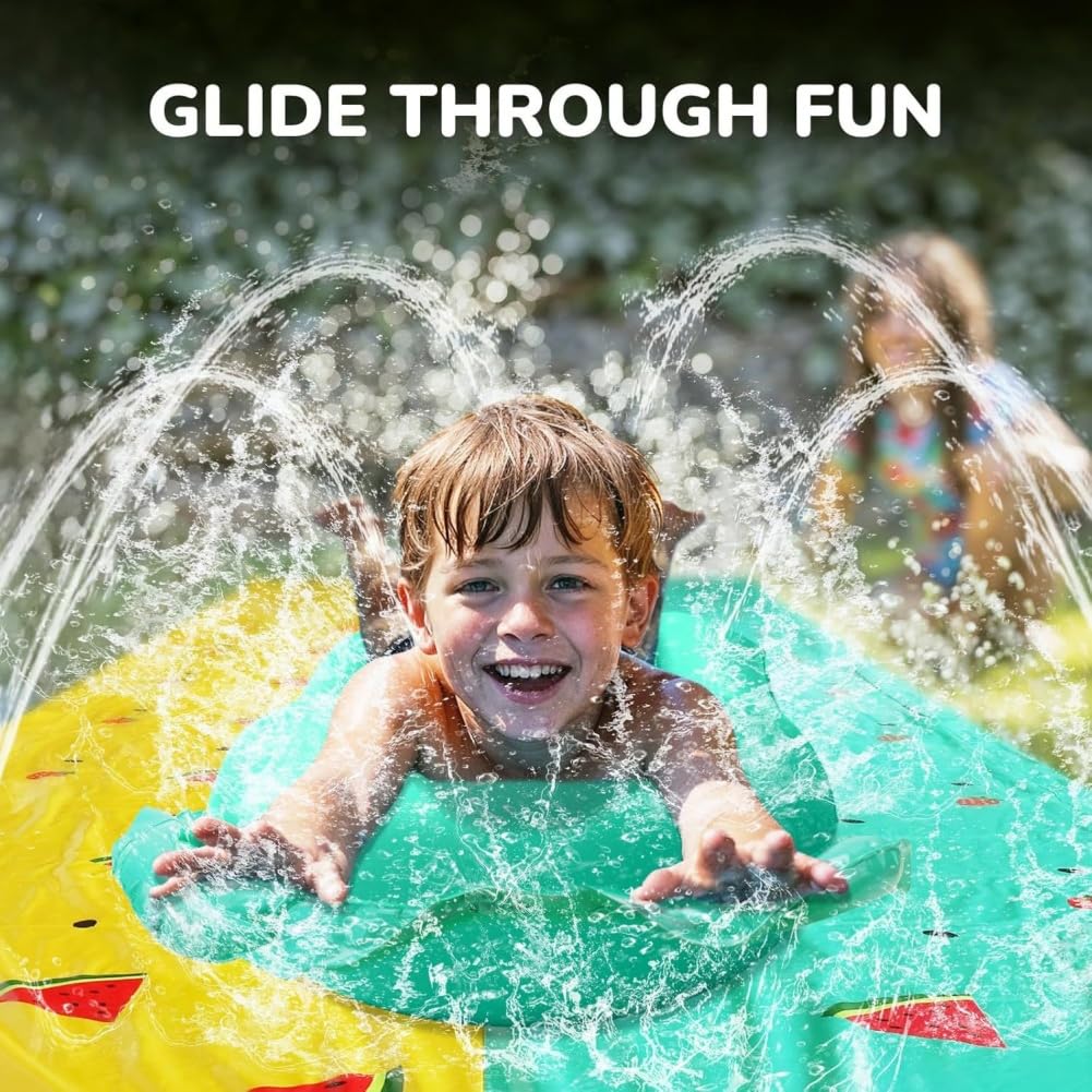 Wasserrutsche, 20ft/610cm Doble Tobogán de Agua y 2 Tablas, Tobogán Acuático Hinchable para Césped con Rociador para Niños 5 Años y Adultos, Juguetes de Verano para Jardín, Diversión al Aire Libre