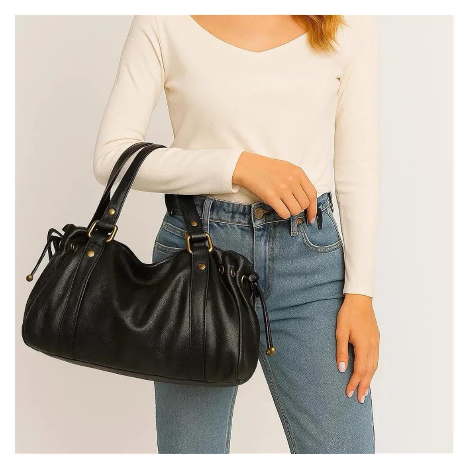Bolso Tote de Cuero Suave con cordón for Mujer