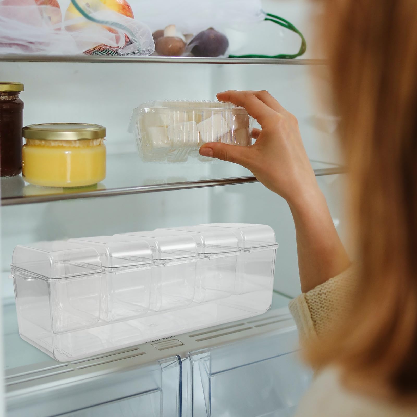 Großer Kunststoff Kühlschrankbox Salatbehälter mit Abnehmbarem Design und Eisfach für Obst und Gewürze für Outdoor Picknicks und Einfache Aufbewahrung