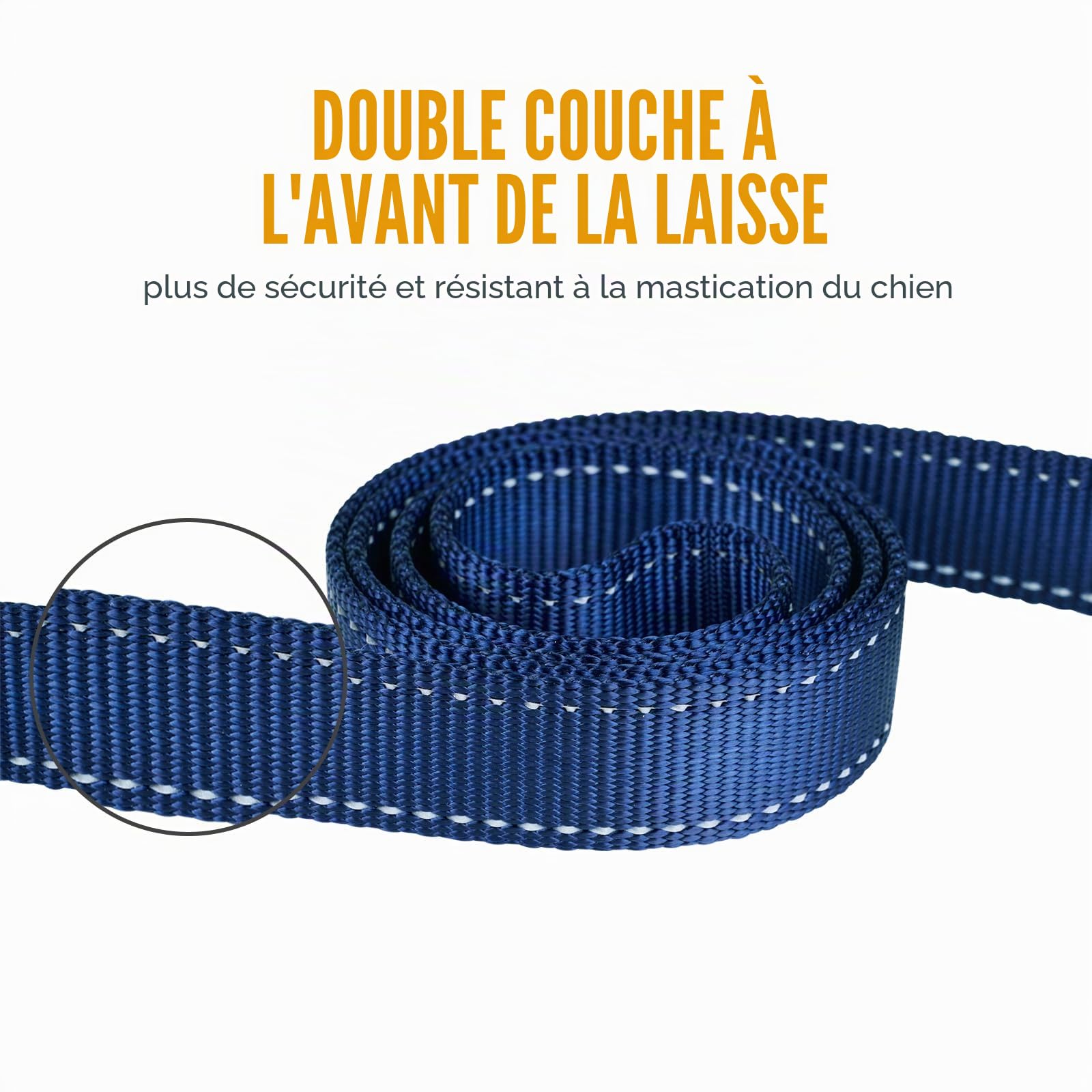 OneTigris Laisse double avec bandes réfléchissantes