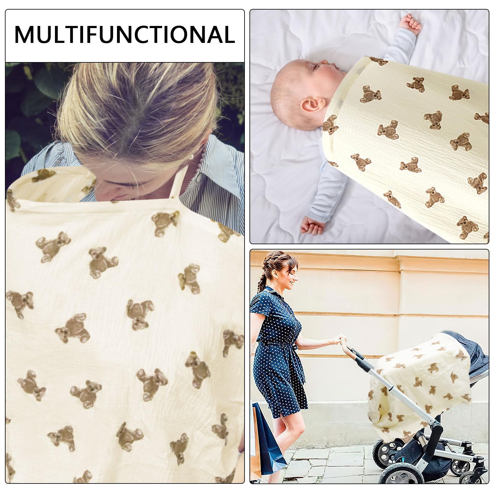 Couverture d'allaitement en mousseline pour bébé Douce et Respirante