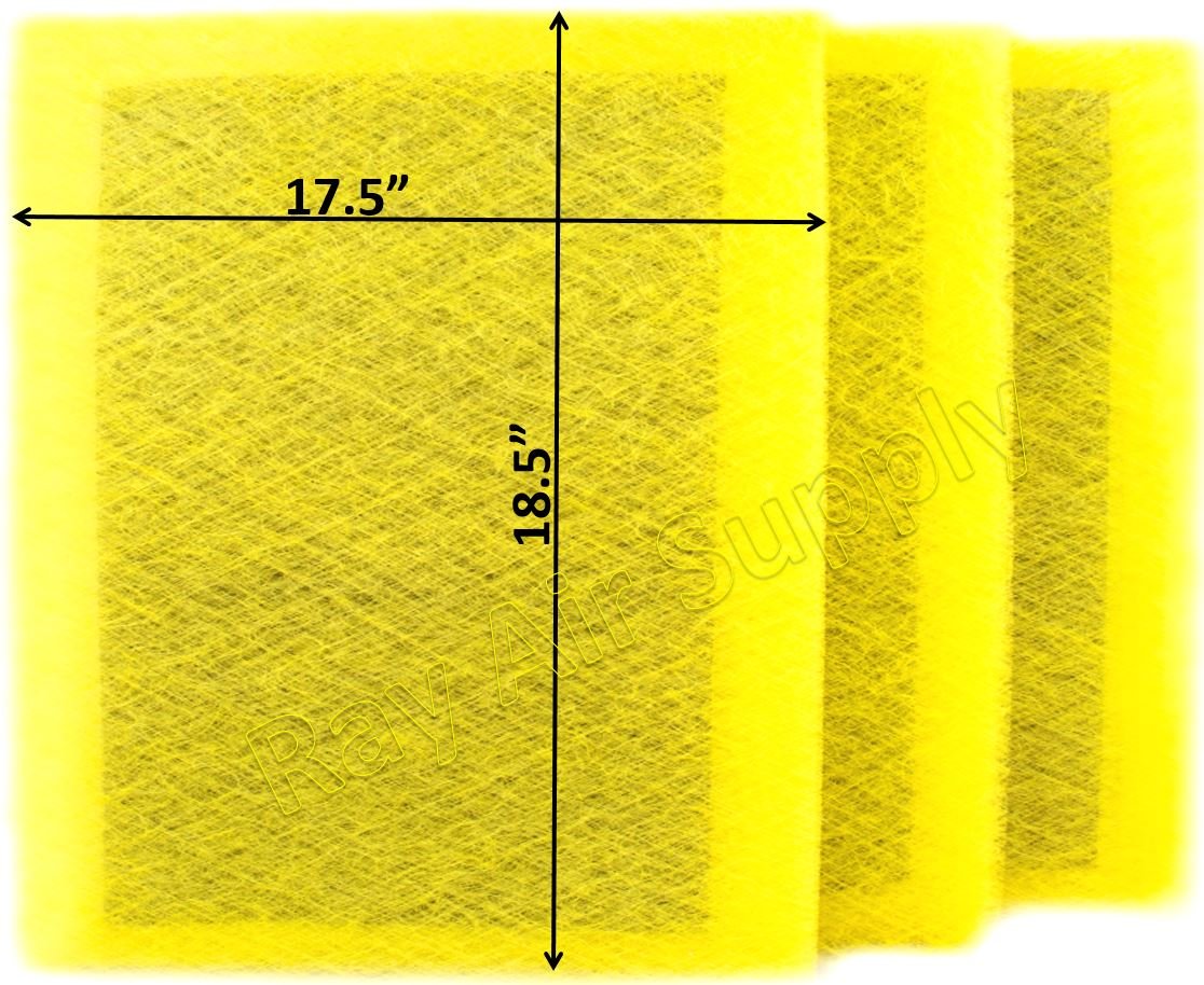 RAYAIR SUPPLY20x20 MicroPower Guard Air Cleaner Replacement Filter Pads (3 Pack) Yellow