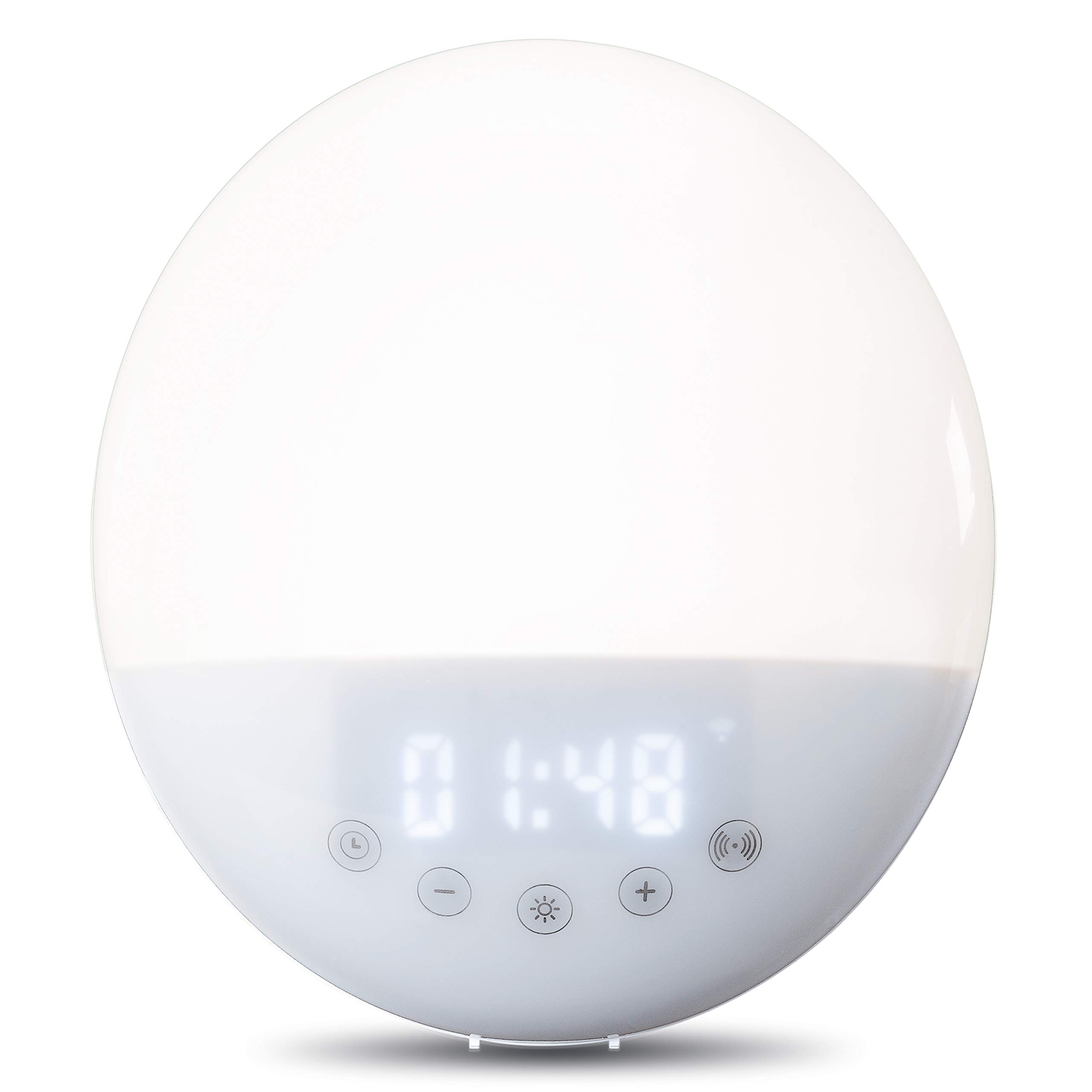 Lenco CRW-110 Wake-Up-Light - Lichtwecker - Sonnenaufgangfunktion - 7 Farben 30 Lichtintensitäten - mit Smartlife App steuern - Amazon Alexa - zwei Weckzeiten - weiß