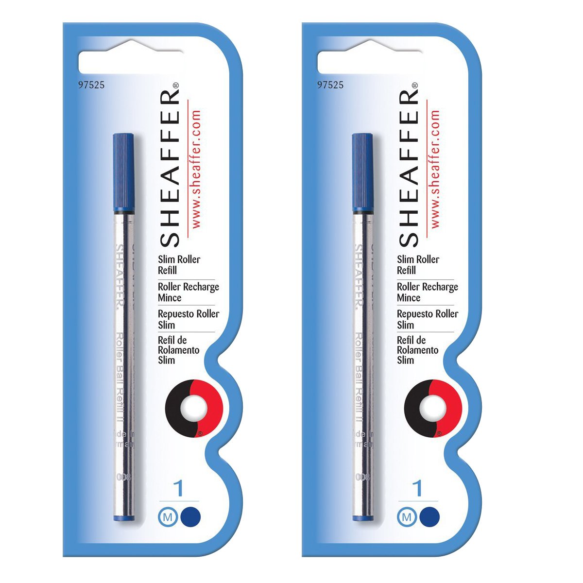 2 X Slim Rollerball Refill, Slim Blue, Medium Point, Single Blister Card (97525)
