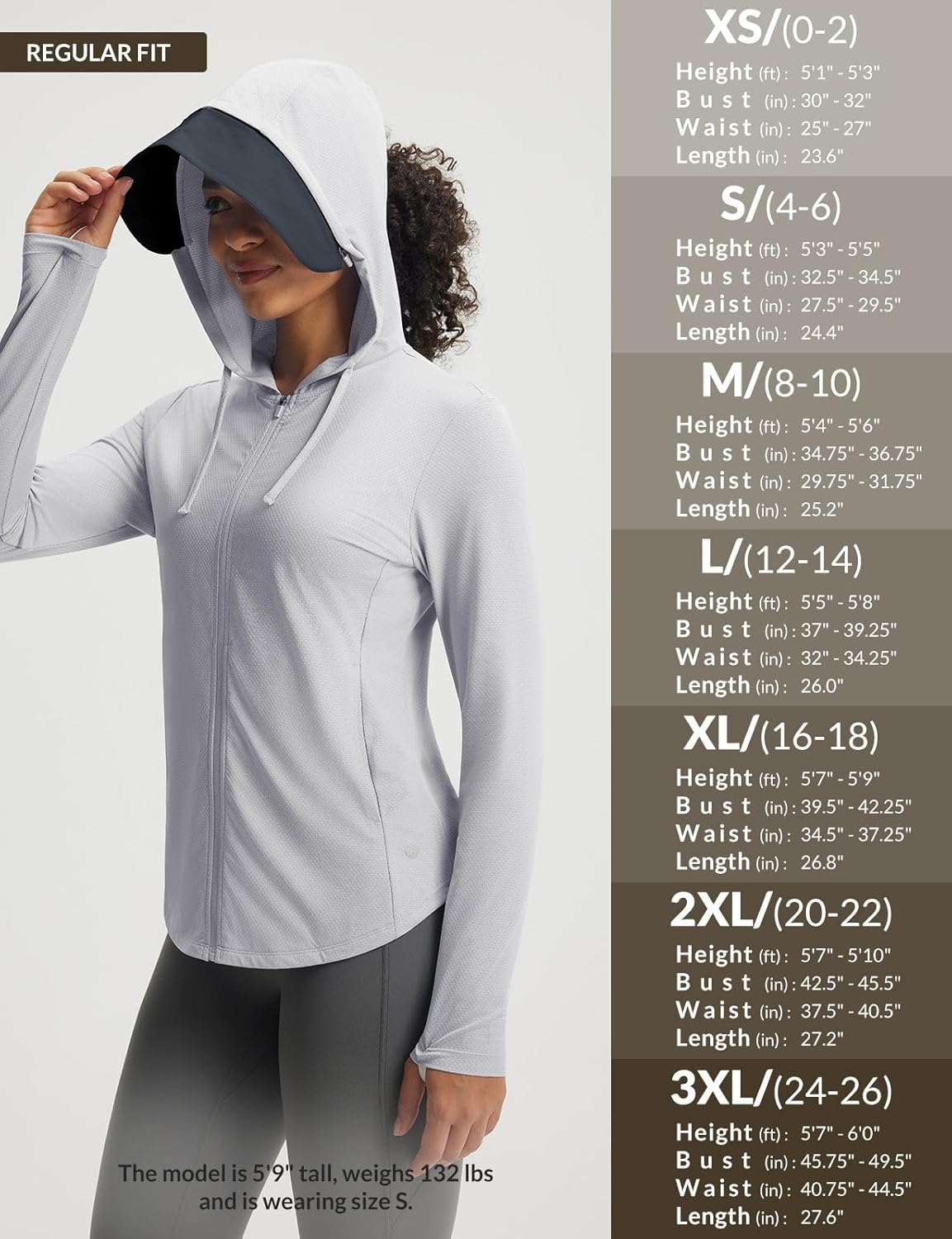 baleaf Women's Sun Jacket with Removable Brim UPF 50+ Lightweight UV SPF Shirts Long Sleeve Full Zip Up Hoodie Outdoor Hiking - Image 7