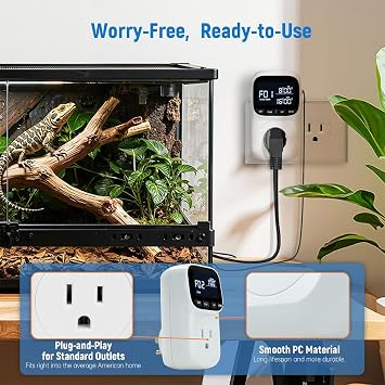 Digital Temperature Controller, Thermostat Outlet with LCD Display