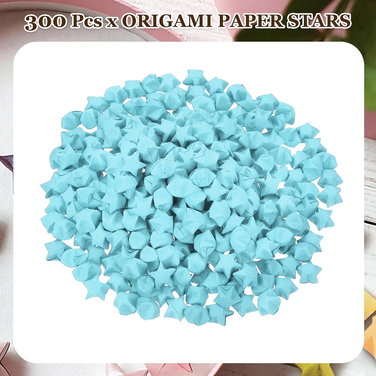 MECCANIXITY 300 Pcs Paper Stars Pre-made Origami Lucky Wishing Star for Best Wish Christmas Party Wedding Valentine's Day Girl Friends Gift(Light Blue) image 3