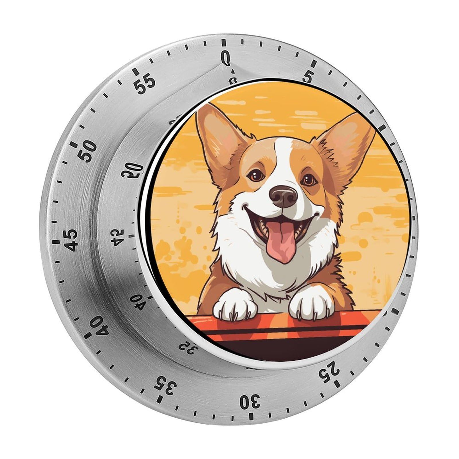Cute Corgi Dog Kitchen Timers Magnetic Back Manual Countdown Timers for Classroom Home Gym Tanning