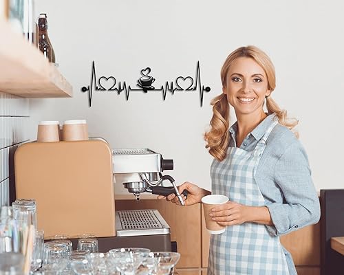 Miniatura 3 de Kas Home Decoración de pared de taza de café, letreros de silueta de alambre de metal de hierro, arte de pared para bar, tienda, cocina, comedor