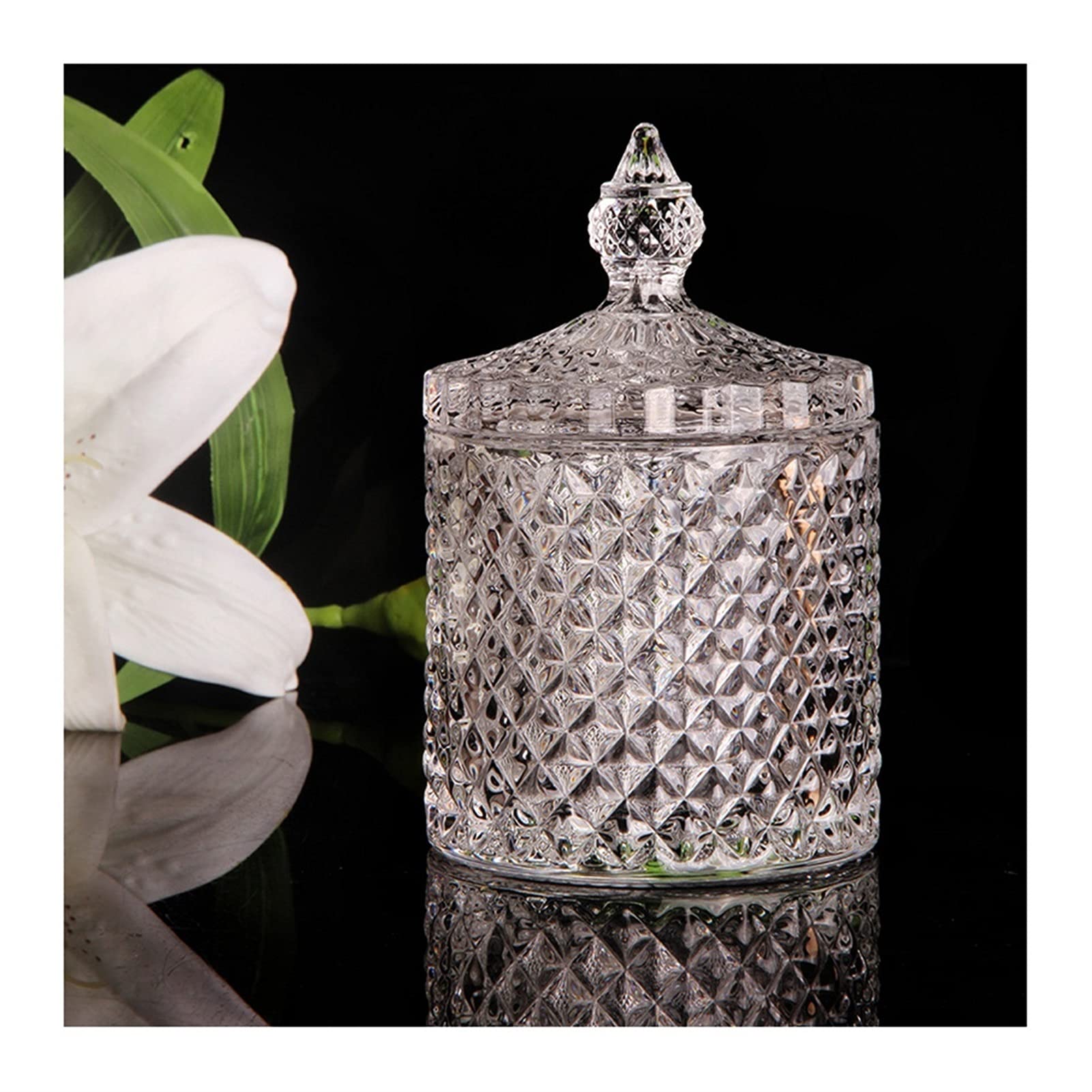 Sucrier avec Couvercle sucrier sucrier en Verre Vintage avec Couvercle, Pot en Verre à Relief tridimensionnel rétro européen Pot à Bonbons Pot d'assaisonnement avec Couvercle