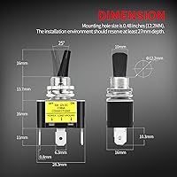 Vista 3 de DaierTek Interruptor de palanca con luz LED azul de 12 V, 30 amperios, 12 voltios, interruptor de palanca SPST ON Off 2 posiciones 3pin
