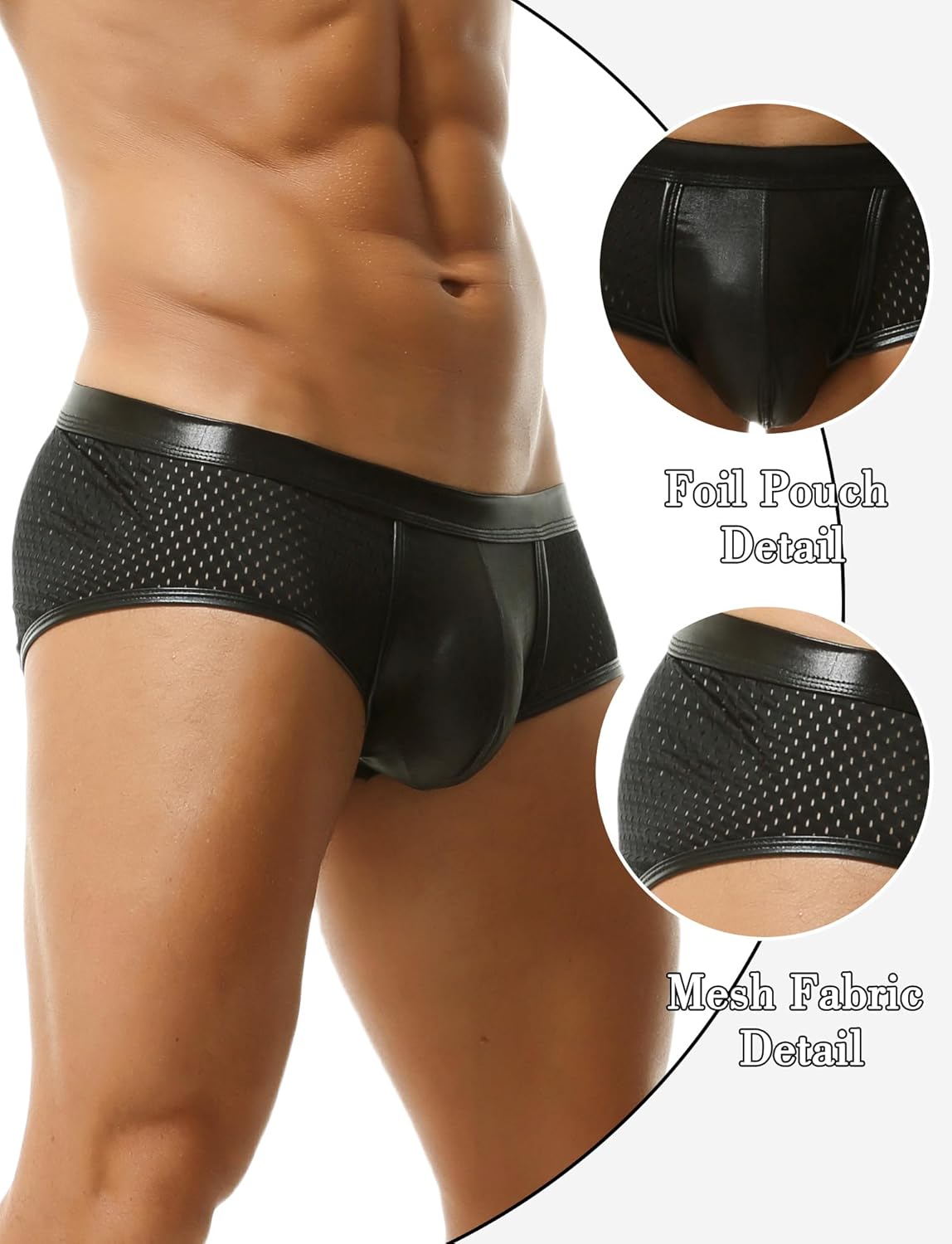 SEAUR Men's Sexy Boxer Briefs Low Rise Metallic Underwear Pouch Trunks Breathable Mesh Underpants - Image 4