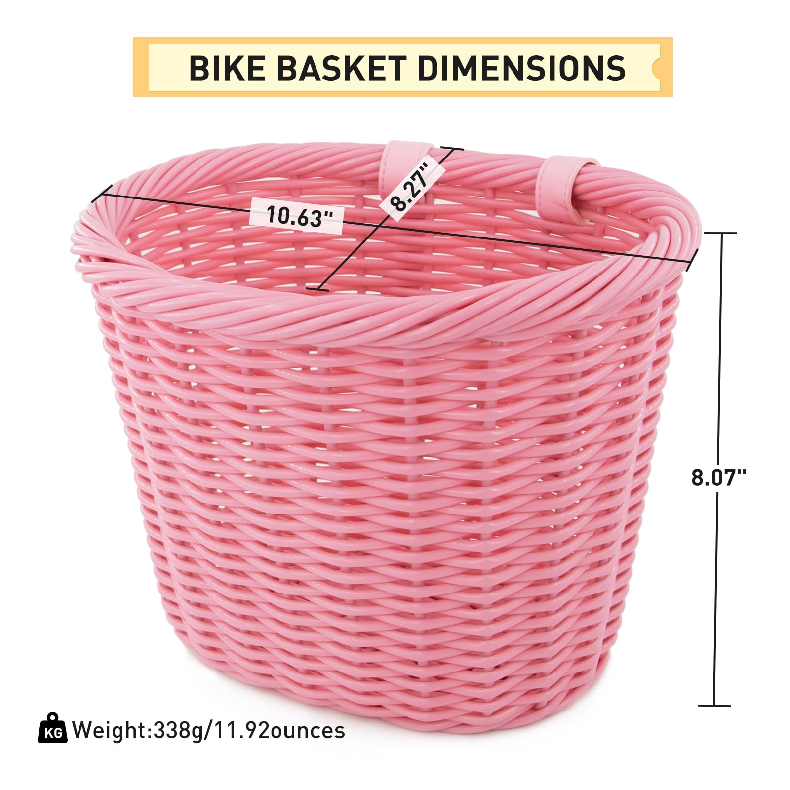 ZUKKA Panier de vélo tissé pour vélos adultes/enfants avec sangles en cuir réglables - Panier de rangement étanche - Multicolore
