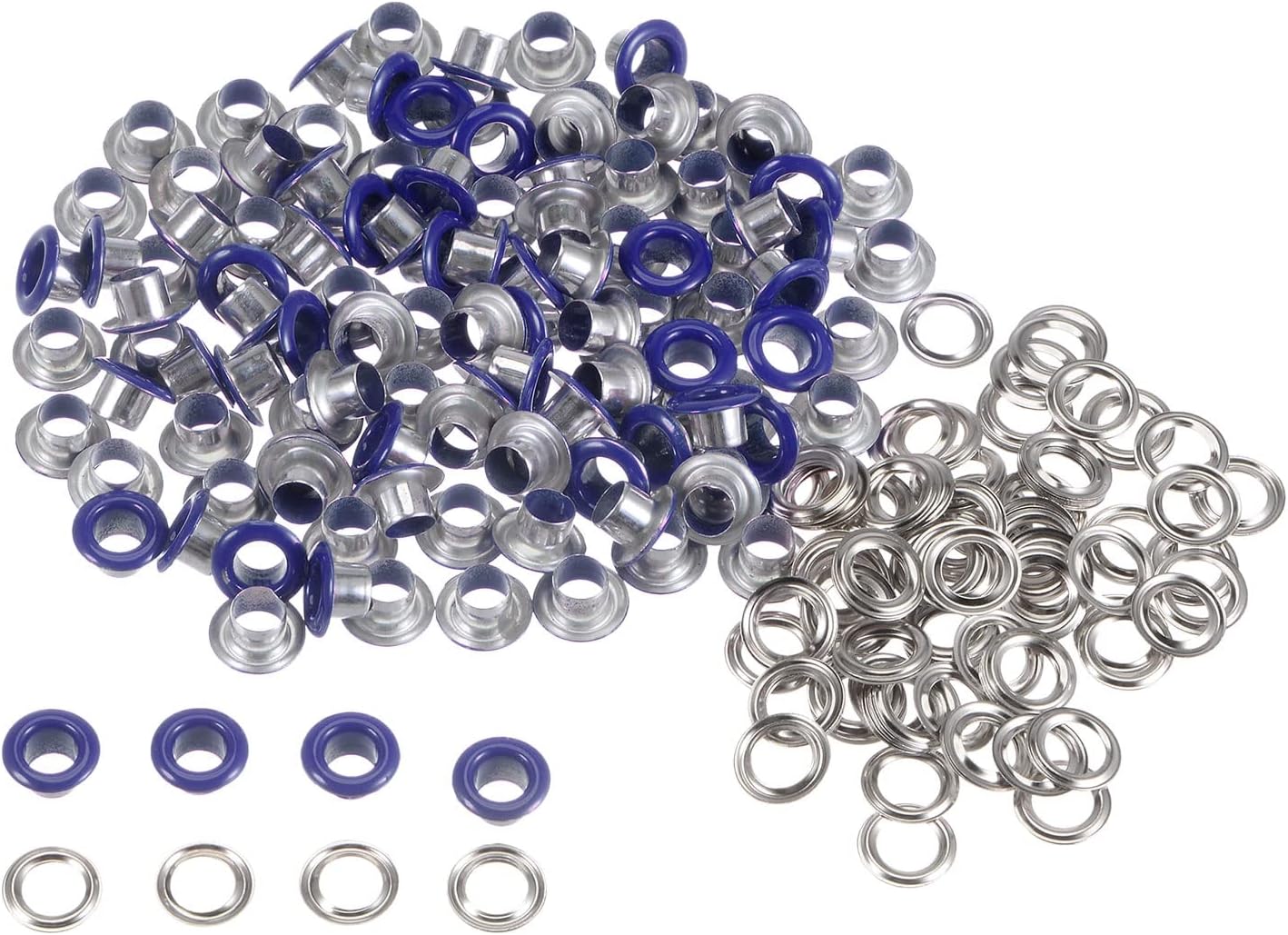 HARFINGTON 100set Grommets Kit Metal Eyelets 3mm 1/8" Hole Tiny Grommet for Shoes Clothes Belt Bag DIY Project, Black