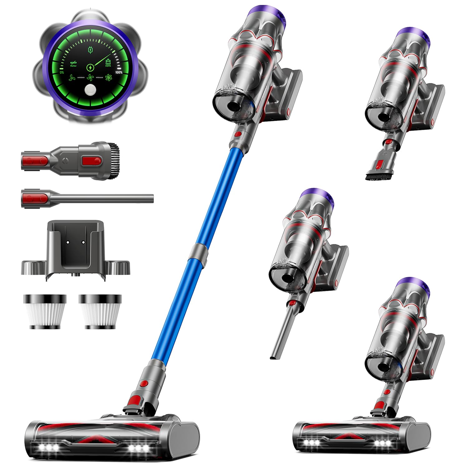 Cordless Vacuum Cleaner 55KPa 650W 70Mins Vacuum Cleaner for Home Anti-Tangle Self-Standing Stick Vacuum with Scented Tablet Upgraded