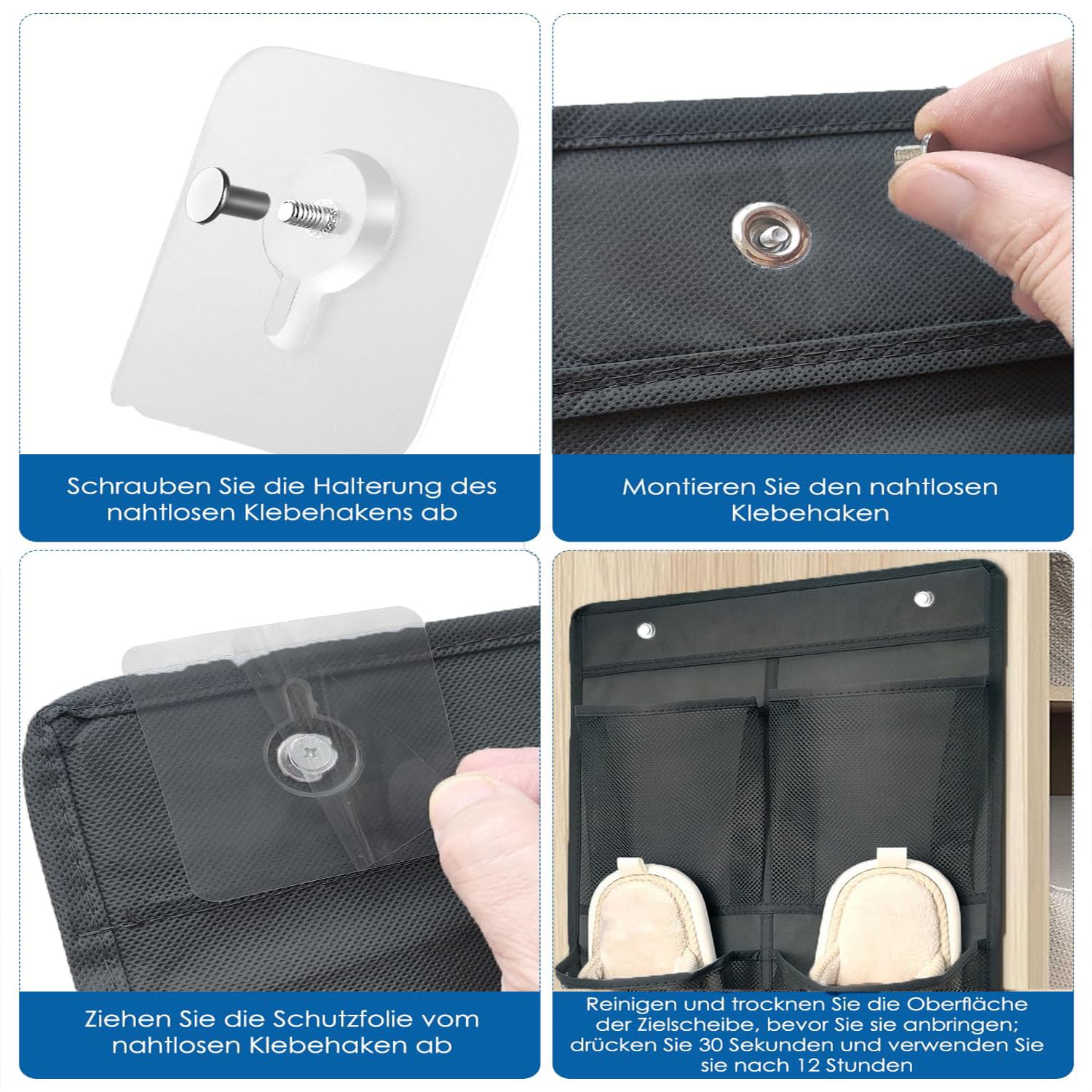 2 Pezzi Shoe Storage Organizer con Gancio, Scarpiera Sopra la Porta, Portascarpe da Appendere Camper, Organizer per Scarpe, Scarpiera da Appendere Sopra la Porta per Cucina,Camera da Letto (Nero)