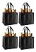Reusable Non-Printed Wine Tote- 4 Pack (Black, 6 Bottle)