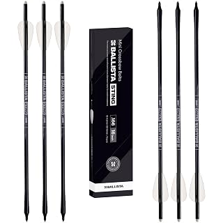 BALLISTA Sting Micro-Diameter Crossbow Bolts: 6.0mm Carbon Arrows w/ Field Tips, Half-Moon Nocks & Penetrator Inserts for Hunting