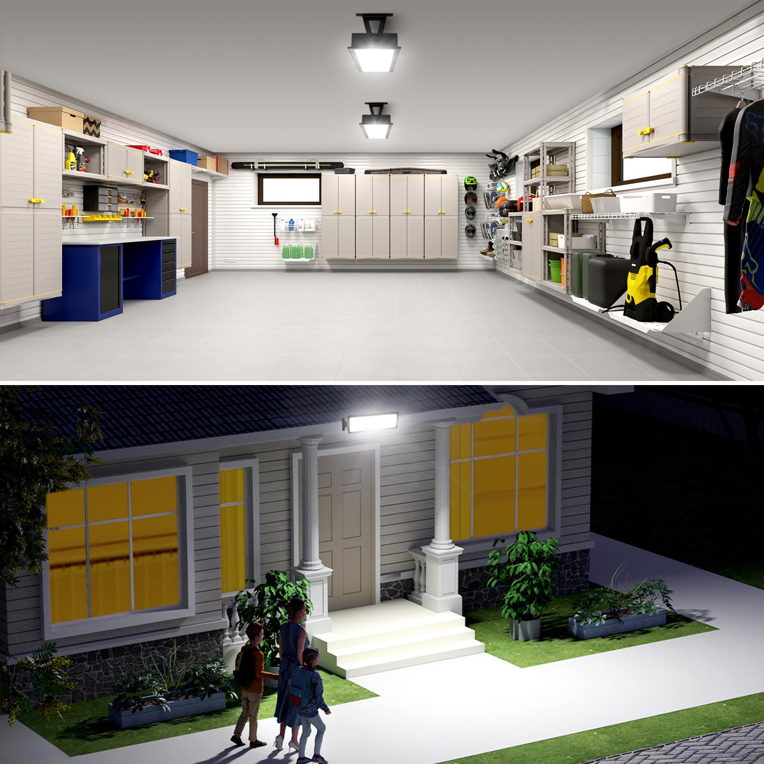 150 W 16000 lm 5000 K LED High Bay Light LED High Bay Waterproof Flood Light IP66 Outdoor Cable 10ft for Workshop, Patio, Garaż, Installation