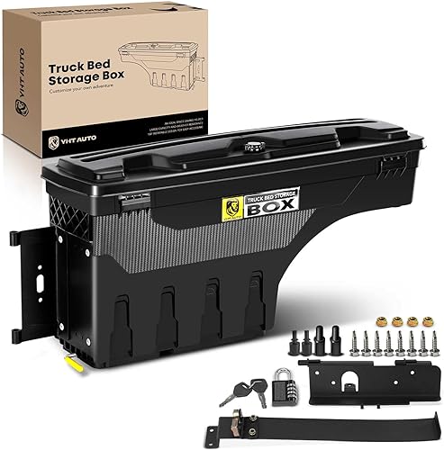 YHTAUTO Caja de herramientas de almacenamiento para caja de camioneta con cerradura compatible con Toyota Tundra 2007-2021, caja de herramientas de
