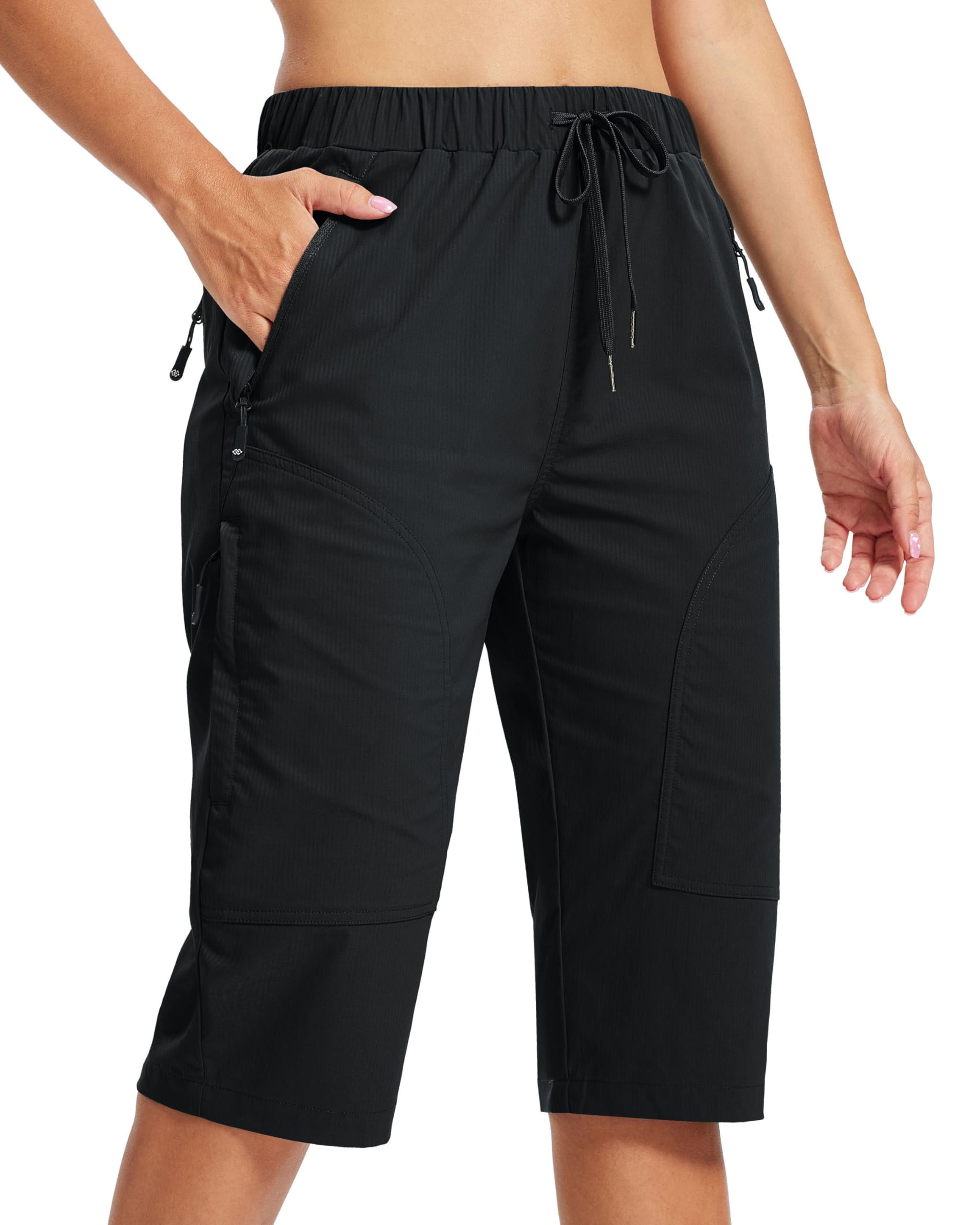 MoFiz Short Cargo Femme Shorts de Randonnée Bermuda Résistant à l'eau UPF 50+ Été Pantacourt de Jogging Extérieur Safari Sport Court avec 5 Poches