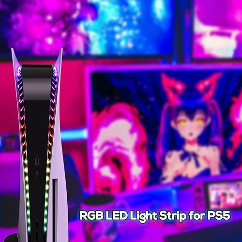 Miniatura 6 de FYOUNG Luz LED para PS5, tira de luz RGB para decoración de consola PS5 con 5050 luces LED, tiras de luces flexibles para consola PS5