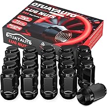 OTUAYAUTO M12x1.5 Lug Nuts - 20PCS Black 12mmx1.5 Closed End Bulge Acorn Lug Nut Set, 12x1.5 Wheel Lug Nuts, Cone Seat, 19mm Hex, Replacement for Chevy Ford Honda Acura Aftermarket Wheels