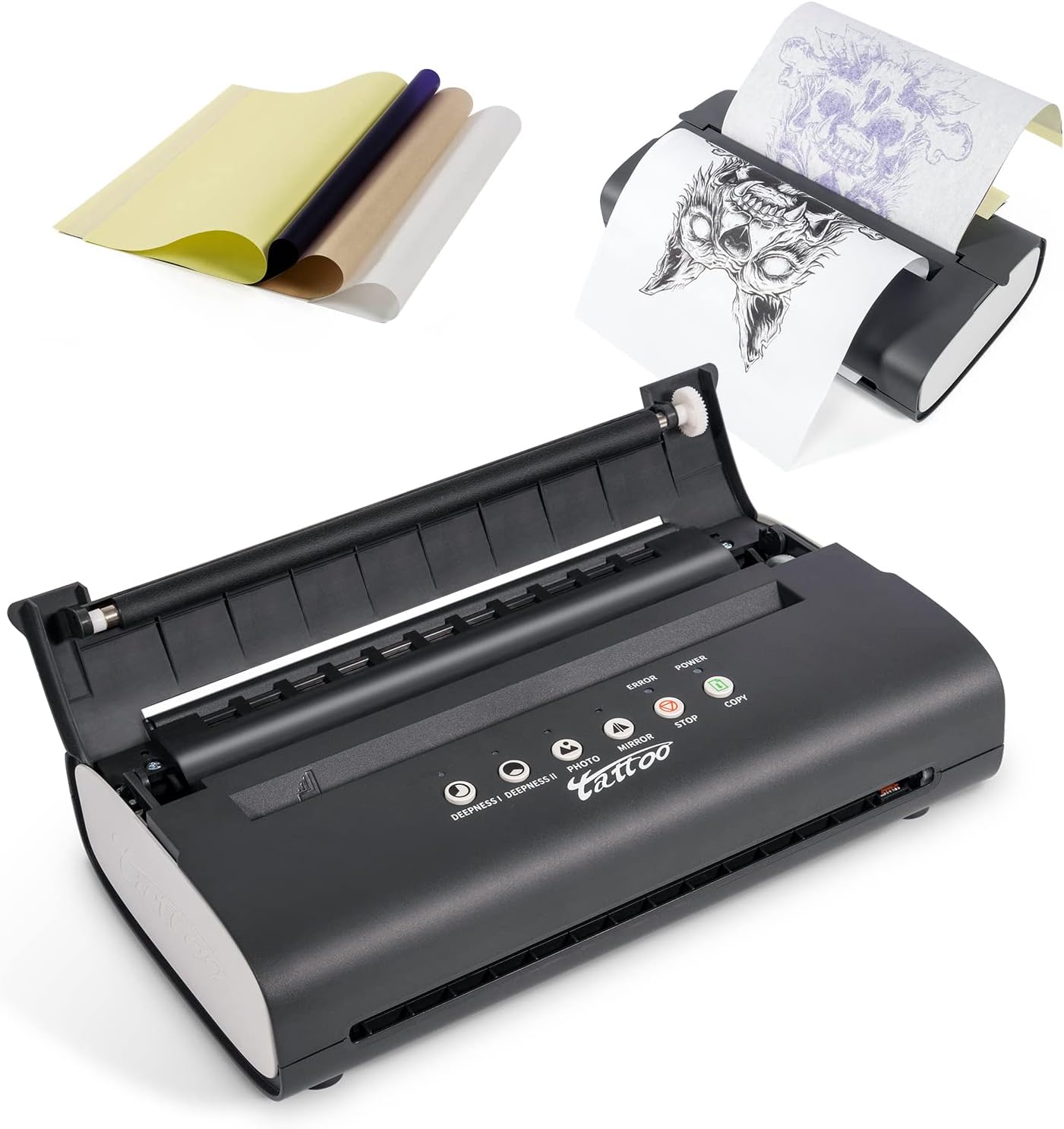 Thermal Tattoo Stencil Printer - Copier Machine for Temporary and Permanent Tattoos with 20pcs Transfer Paper
