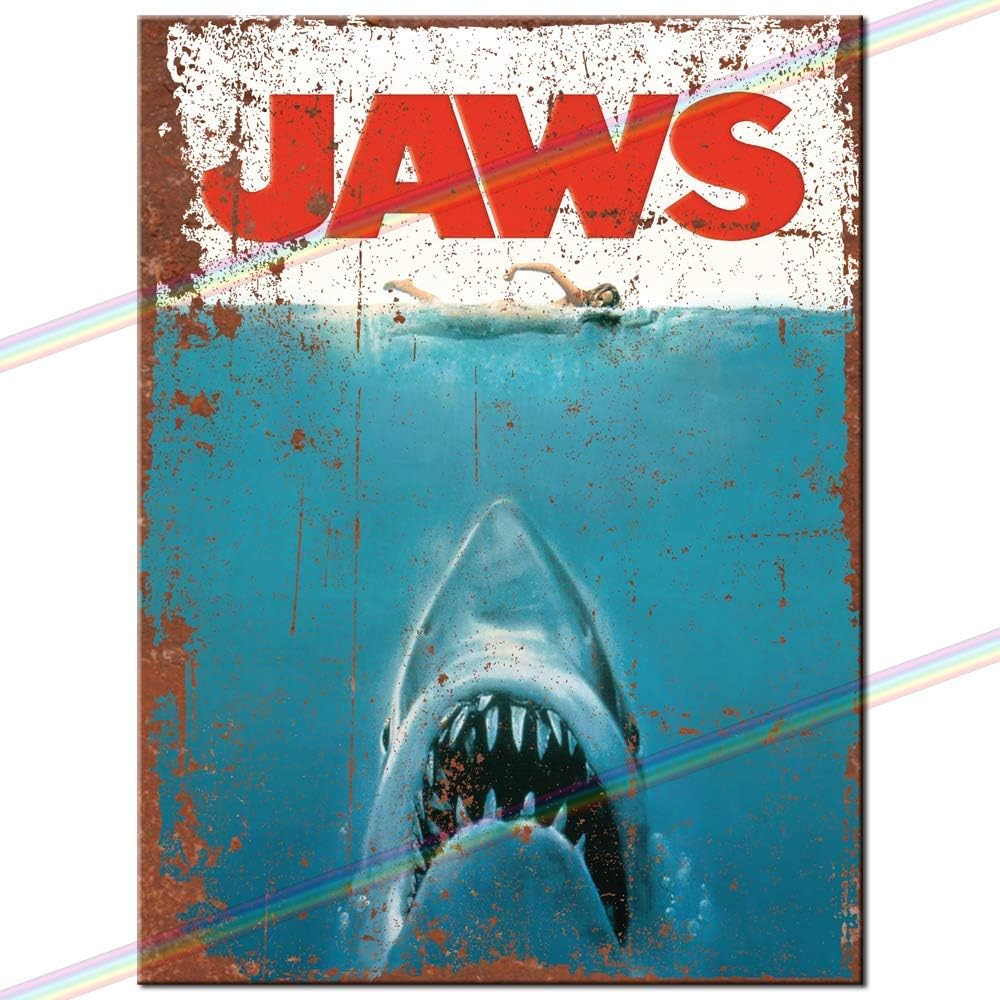 SIGNS 2 ALL Metal - Jaws Film Movie Logo Nostalgic Man Cave Tin Metal Sign Hanging Plaque Kitchen Shed Garage. Medium(20cm x 15cm)