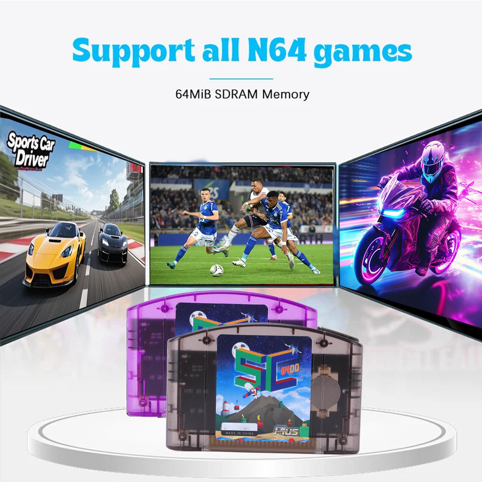 Cuifati Open-Source-N64-Spielekassette mit 64DD-Emulation, 32-GB-Speicherkarte, HD-Reader-Unterstützung für die N64-Konsole, Multi-Game-Brennkarte für Retro-Gaming-Enthusiasten (Schwarz Transparent)