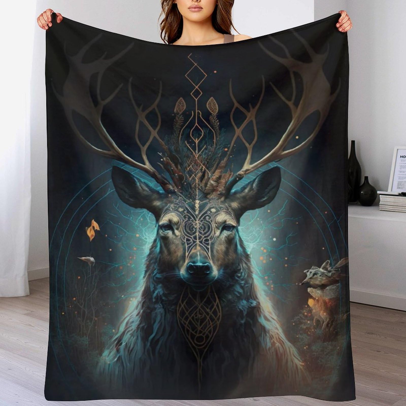 Manta de sofá con diseño de ciervo para tardes frías de cine