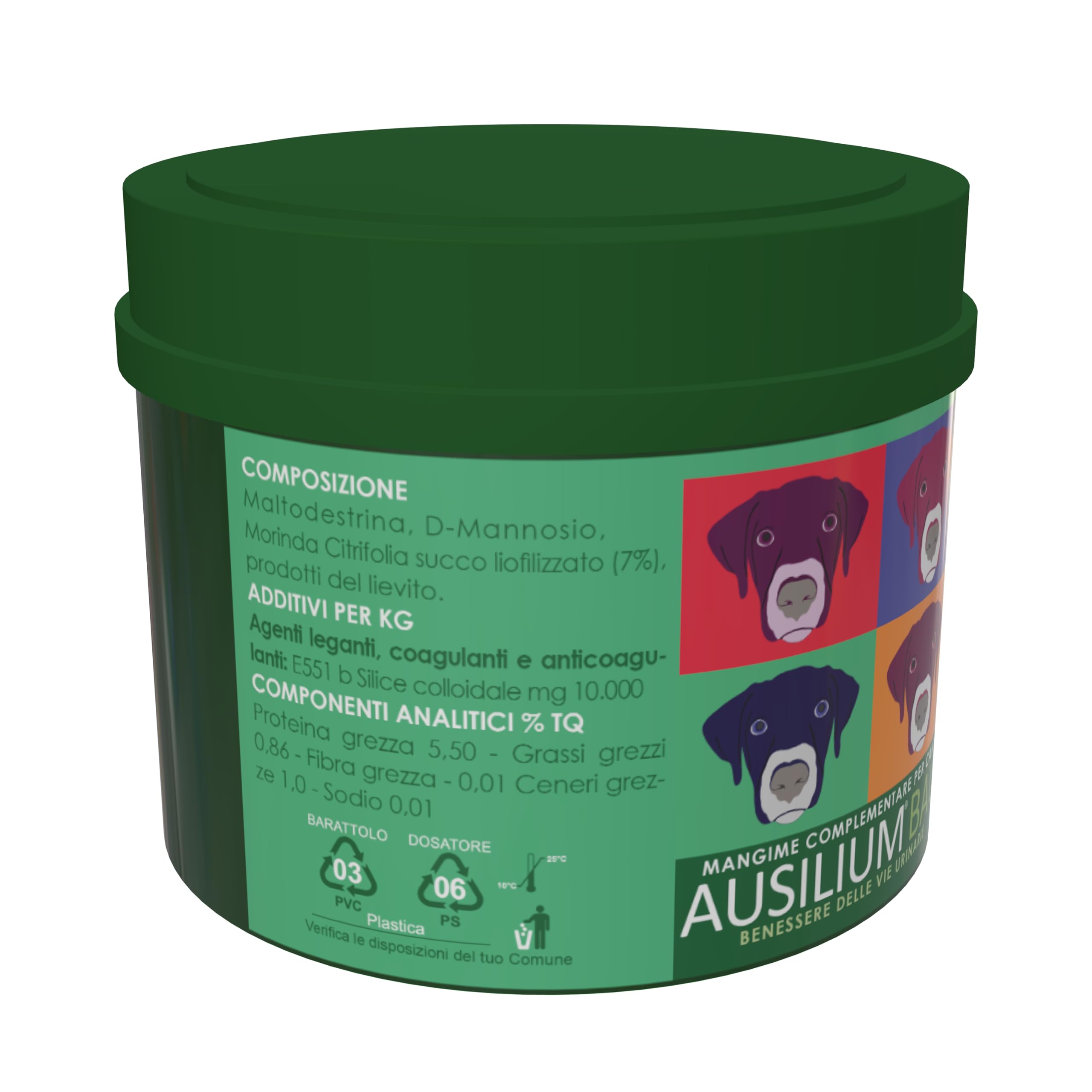 Ausilium Bau in Polvere 200g - Integratore Cane per il Benessere delle Vie Urinarie - Con D-Mannosio Puro e Morinda Citrifolia - Integratore per cani Senza Glutine e Lattosio