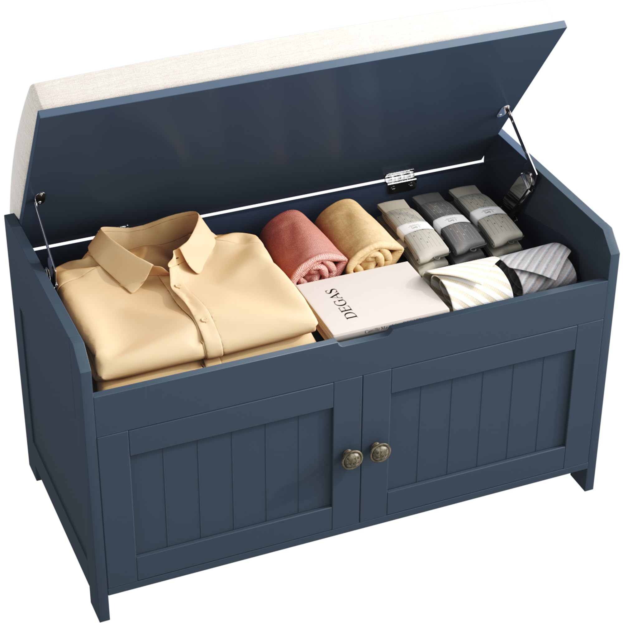 HOMEFORT 30" Shoe Bench with Lift Top Storage, Entryway Bench with Cushioned Seat, Wooden End of Bed Bench, Shoe Cabinet Bench with Hidden Storage