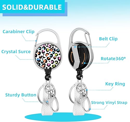 Miniatura 2 de Soporte para tarjetas de identificación con cordón, carrete retráctil con clip giratorio para cinturón y cordones desmontables, carretes protectores