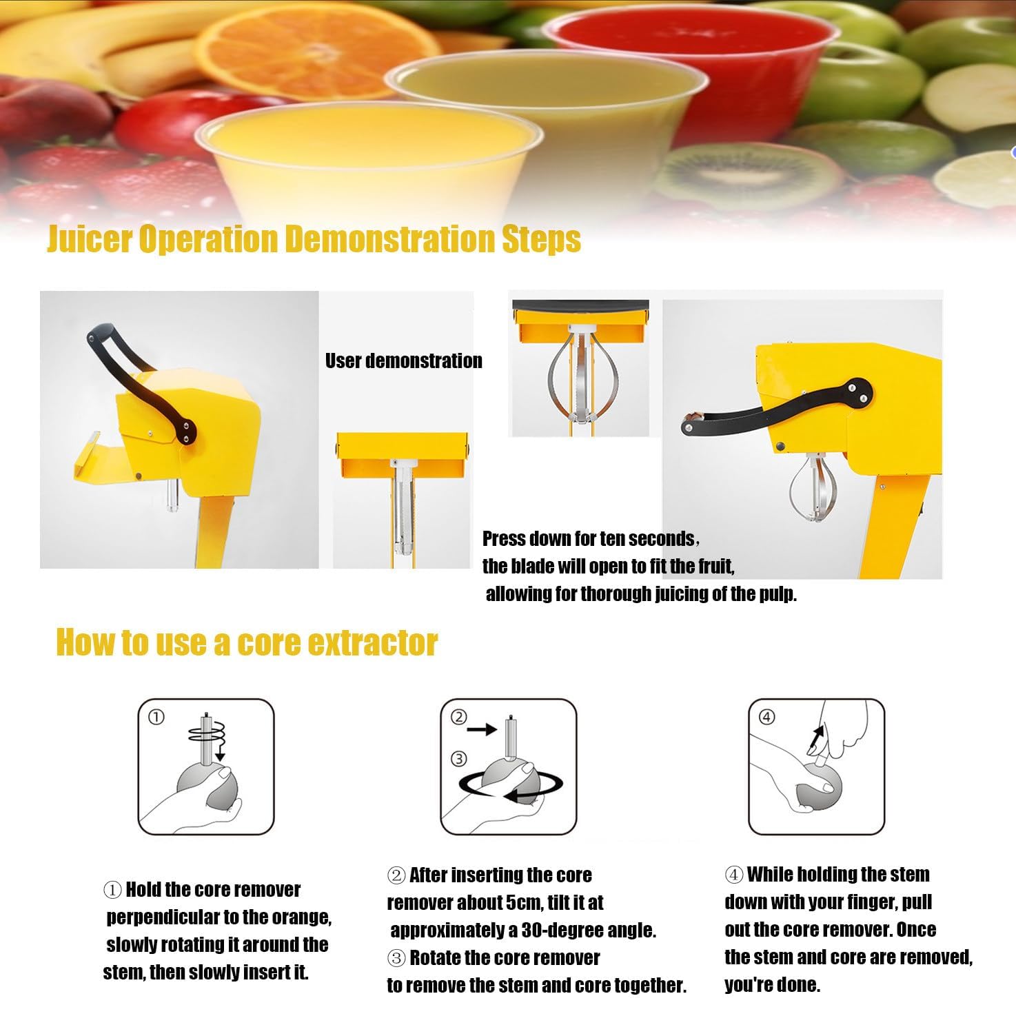 Exprimidor EléCtrico de CíTricos y Limones Profesional,Exprimidor Comercial para Naranjas,Producción Rápida En10S,Adecuado para Frutas De Φ88-120 Mm sin necesidad de pelar,extractor de jugo de fruta