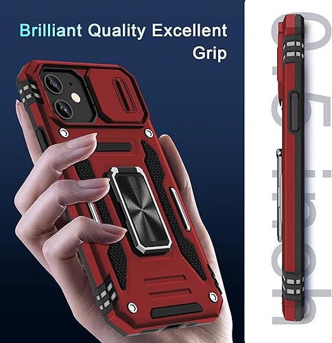 Miniatura 7 de DEERLAMN Funda para iPhone 11 con cubierta deslizante para cámara + protector de pantalla (2 unidades), soporte de anillo giratorio de grado militar