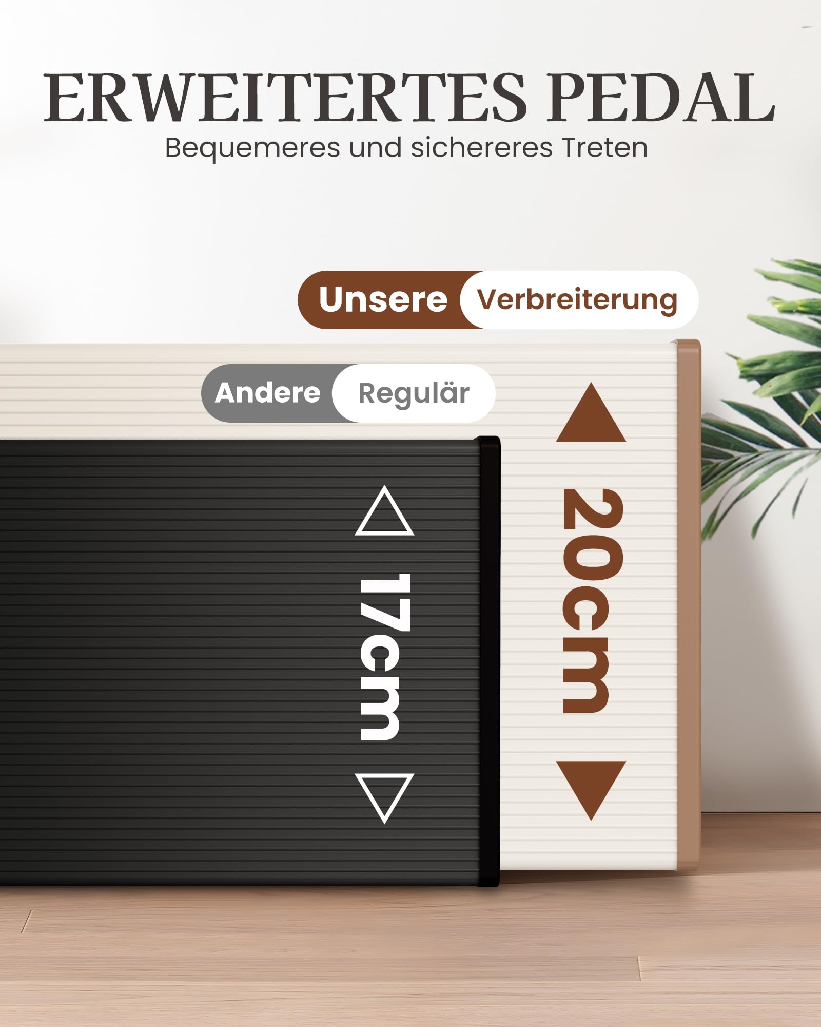 3 Stufen Leiter, klappbarer Tritthocker mit breitem Anti-Rutsch-Pedal, leichtes und dennoch stabiles Aluminiummaterial, 150 kg Tragkraft, für Innen- und Außenbereich, Sahne Schokolade