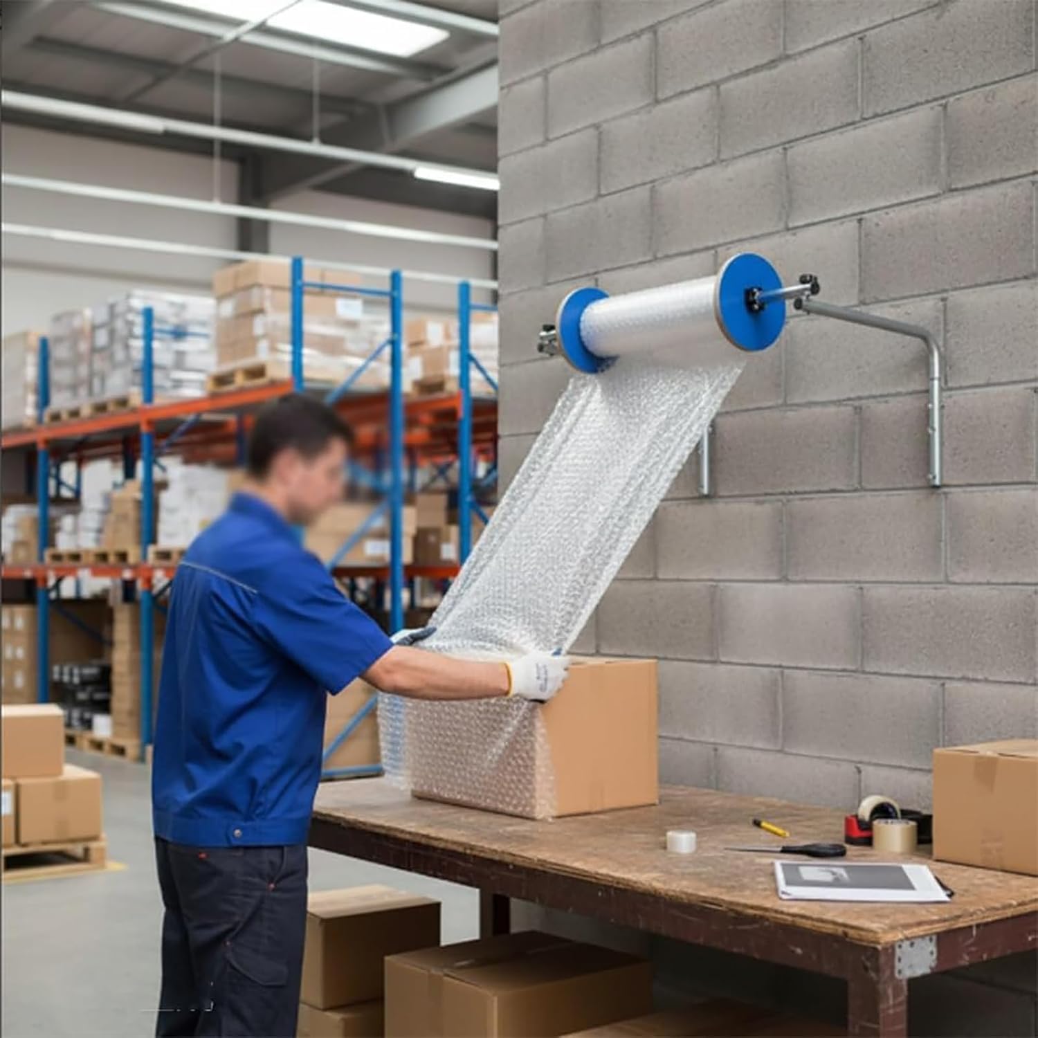 Rollenhalter Für Luftpolsterfolie, 40 cm, Wandmontage, Einfache Installation, Zum Verpacken, Umziehen Und Versenden