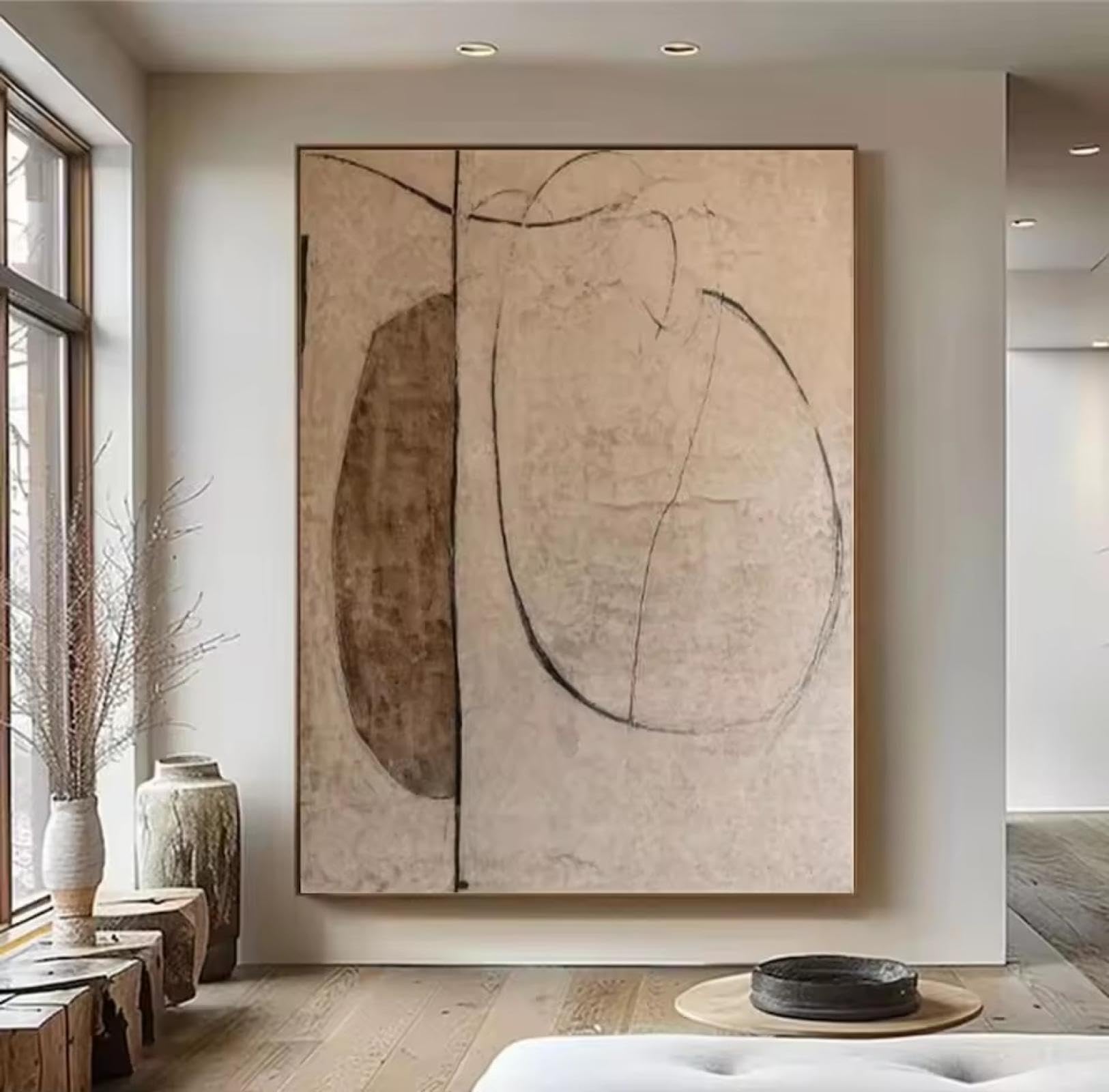 DHHXY Gran cuadro minimalista marrón en lienzo, impresión XXL, arte en yeso, tonos tierra, arte de pared, cuadro abstracto en lienzo, decoración de pared, 80 x 120 cm, sin marco