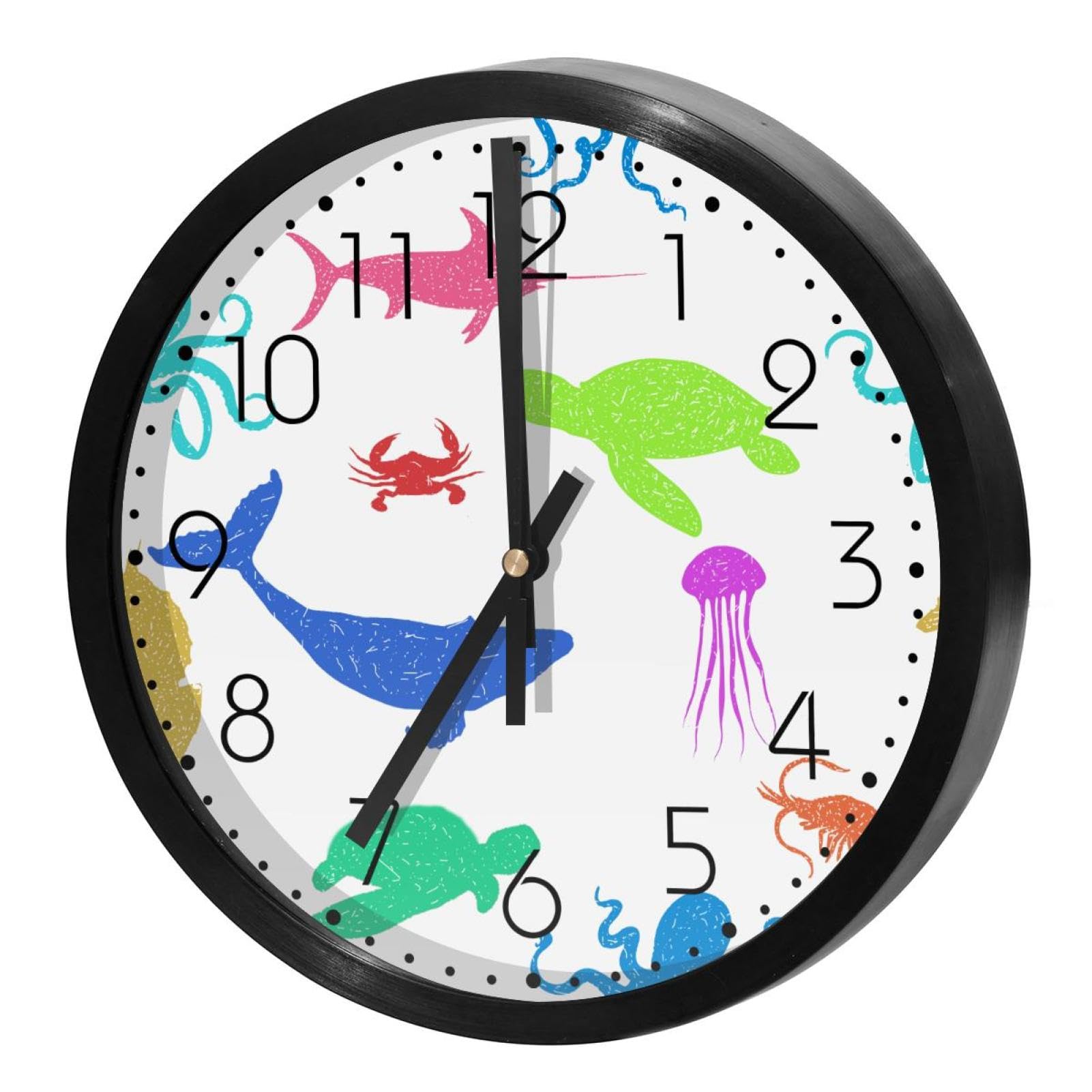 Horloge murale à piles silencieuse décoration ronde design océan maison