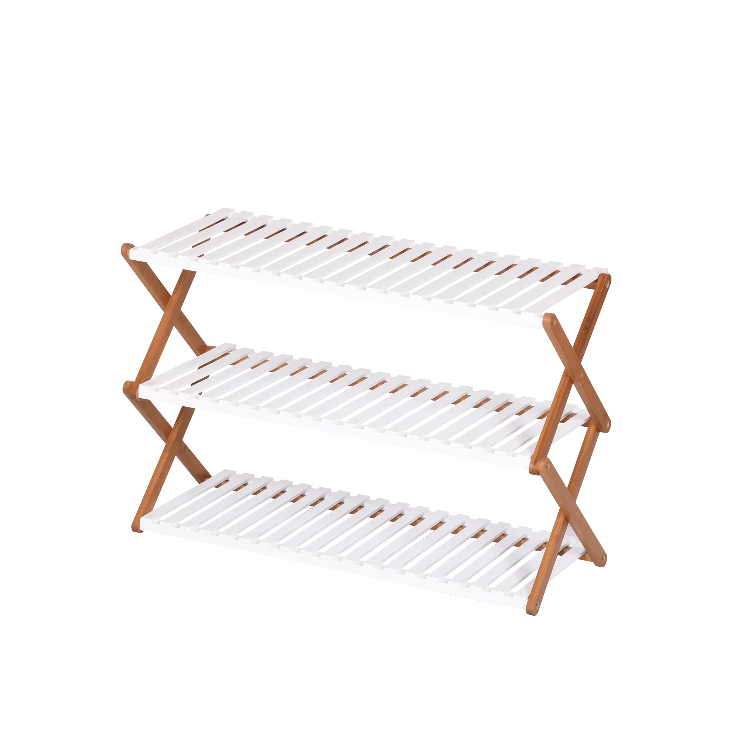 ASPECT Folding Bamboo Shoe Rack/Organizer Shelf (3 Tier)