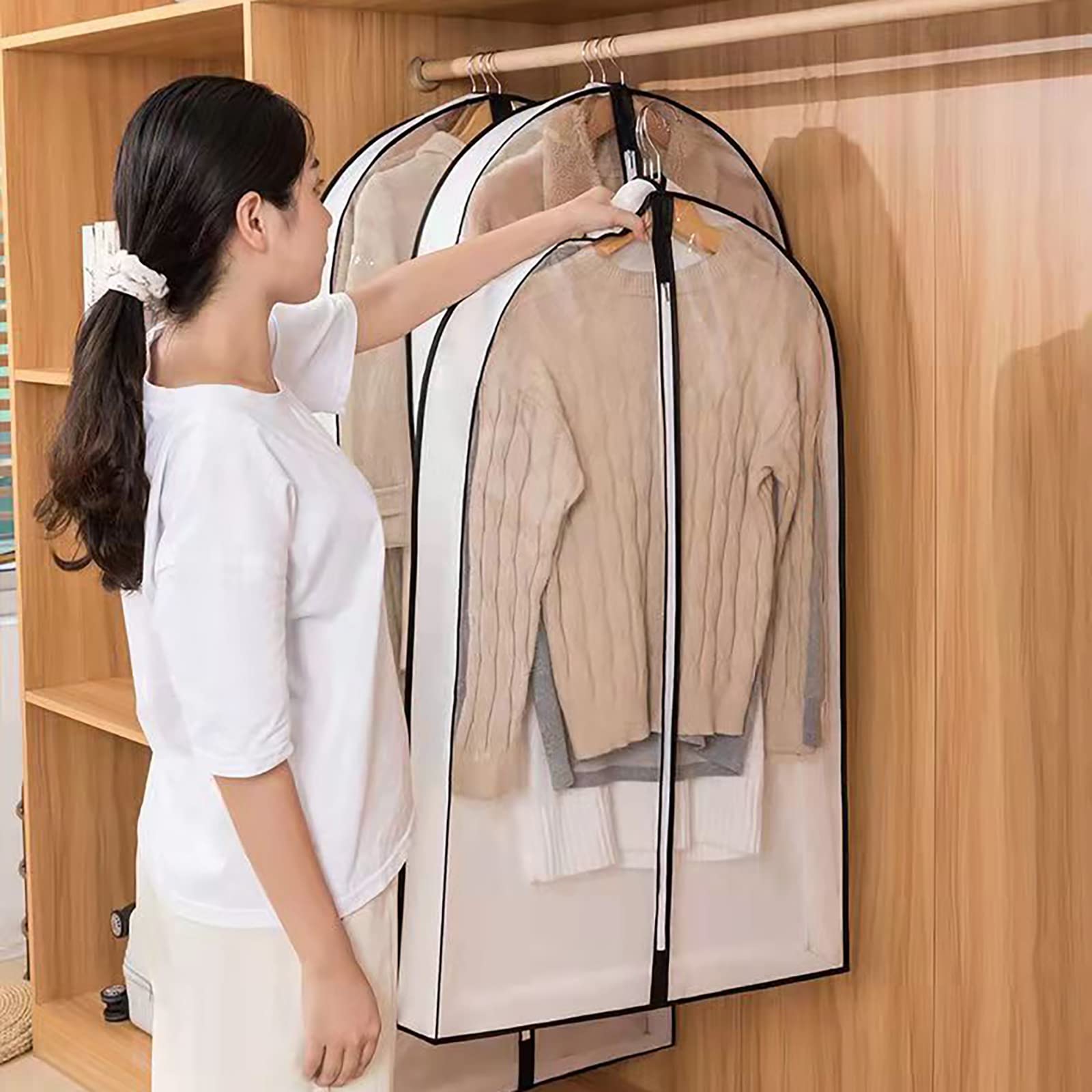 Copriabiti Borsa Porta Abiti Confezione Da 5 Borse Porta Abiti Borse Da Viaggio Con Soffietti Da 4 Pollici E Borsa A 4 Tasche Per Appendere Abiti Giacche Camicie Abiti Custodia Porta Abiti